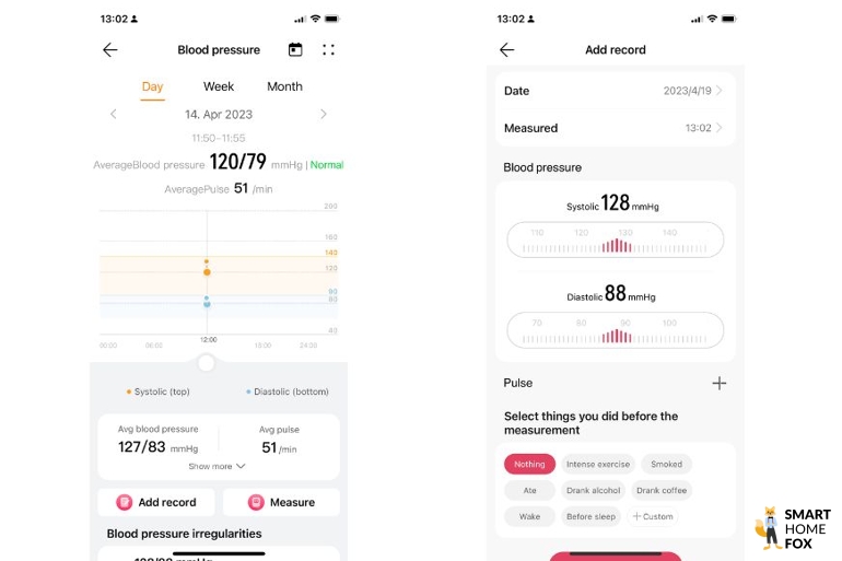 Данные измерений в приложении Huawei Health