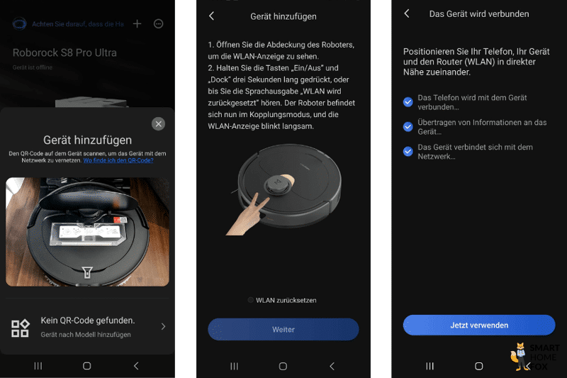QR-код Roborock Q Revo сканируется с помощью мобильного телефона.