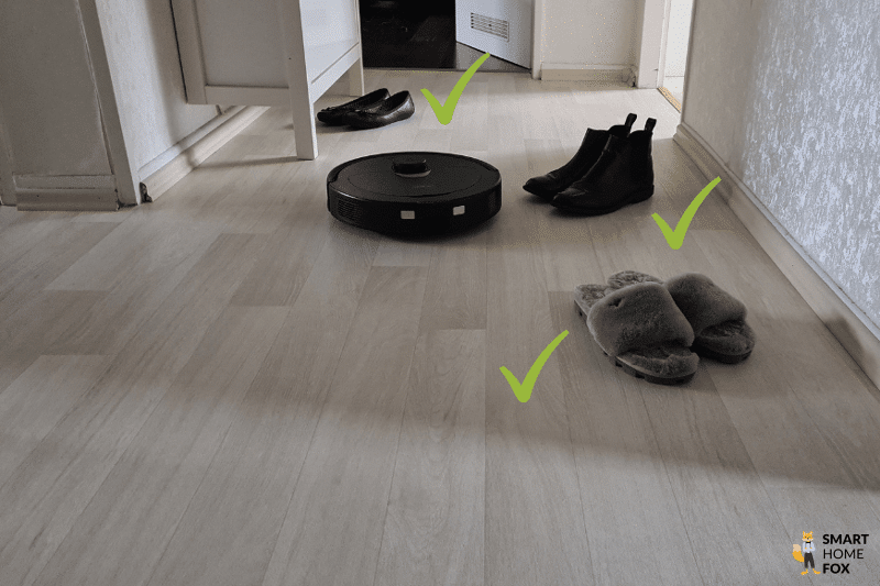 Результат теста Roborock Q Revo на обнаружение препятствий в виде высоких объектов.
